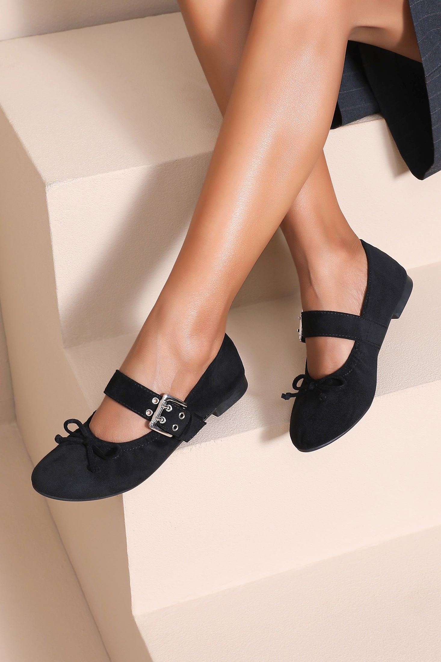 Bayley Black Suedette Ballet Pumps