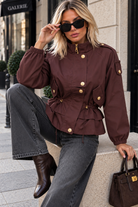 Baylor Burgundy Cinched Utility Jacket