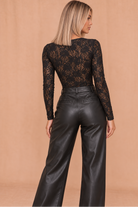 Beata Black Lace V Neck Bodysuit
