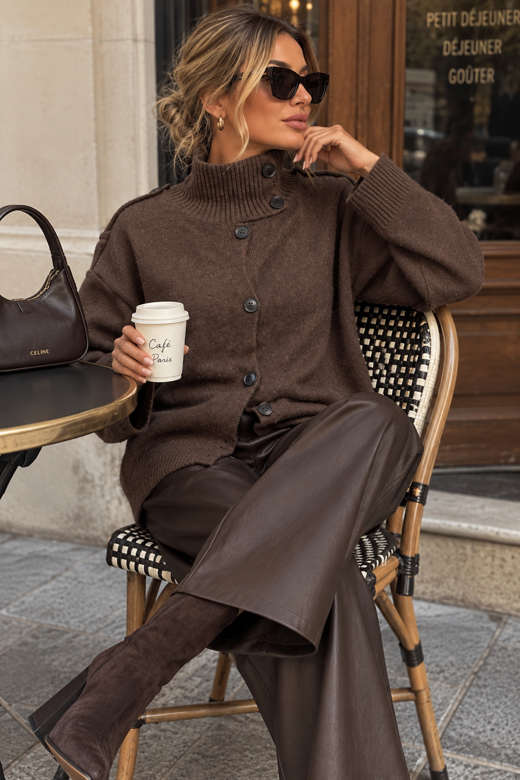 Beatrix Chocolate Knit button Up Cardigan