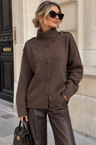 Beatrix Chocolate Knit button Up Cardigan