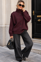 Beatrix Plum Knit button Up Cardigan