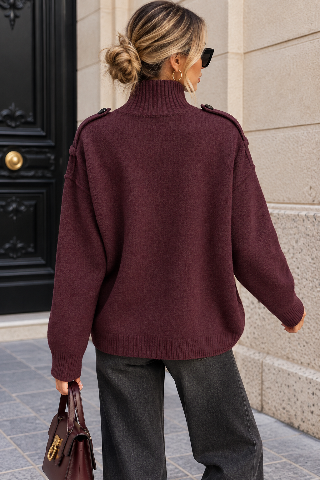 Beatrix Plum Knit button Up Cardigan