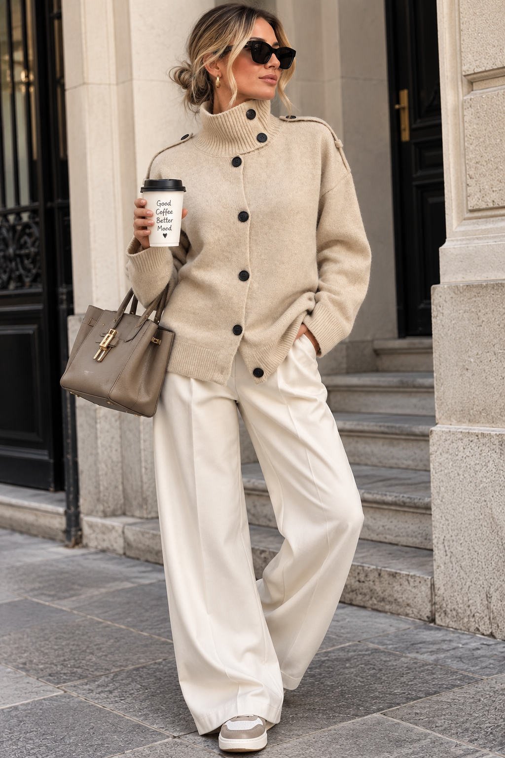 Beatrix Stone Knit button Up Cardigan