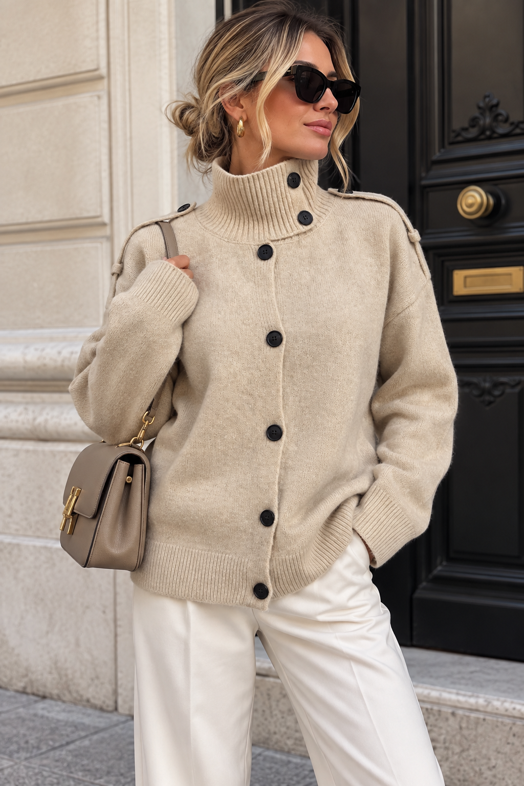 Beatrix Stone Knit button Up Cardigan