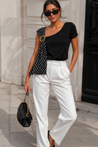 Becca Black Polka Dot Asymmetrical Top