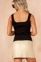 Belen Black Knit Button Front Top