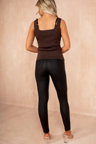 Belen Chocolate Knit Button Front Top