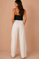 Belen Stone Linen Utility Wide Leg Trousers