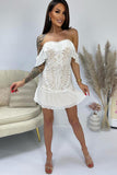Belen White Bardot Print Dress