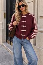 Belinda Burgundy Knit Striped Cardigan