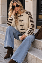 Belinda Stone Knit Striped Cardigan