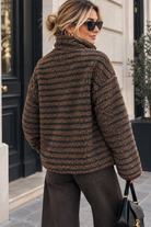 Bernelle Black & Chocolate Striped Fleece Jacket