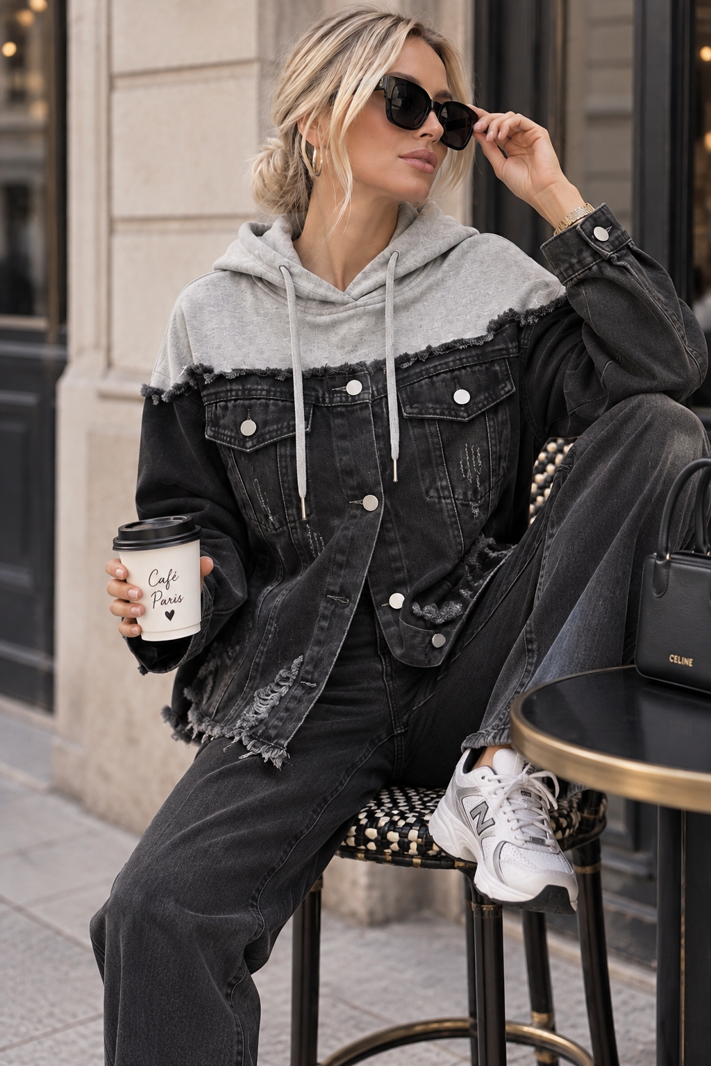 Berneta Black Denim Distressed Jumper Jacket