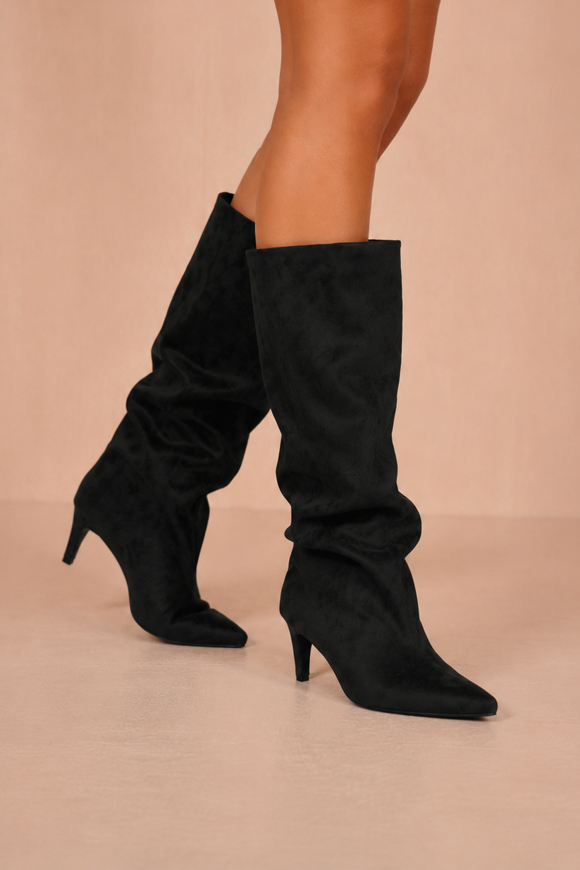 Bernie Black Suedette Slouch Boots