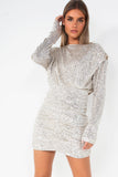 Beth Champagne Sequin Ruched Dress