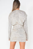 Beth Champagne Sequin Ruched Dress