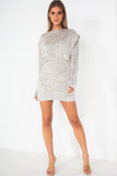 Beth Champagne Sequin Ruched Dress