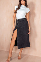 Bethany Black Denim Skirt