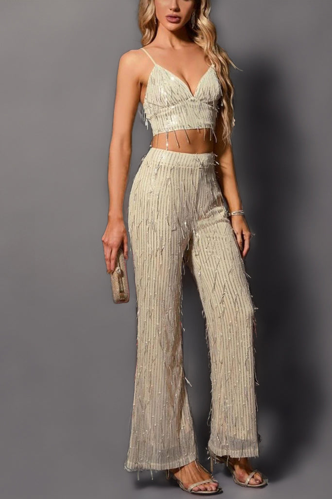 Bethany Champagne Sequin Trouser Co Ord