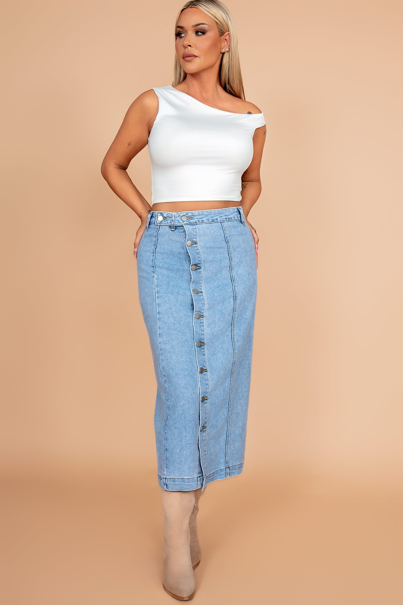 Bethany Light Blue Denim Skirt