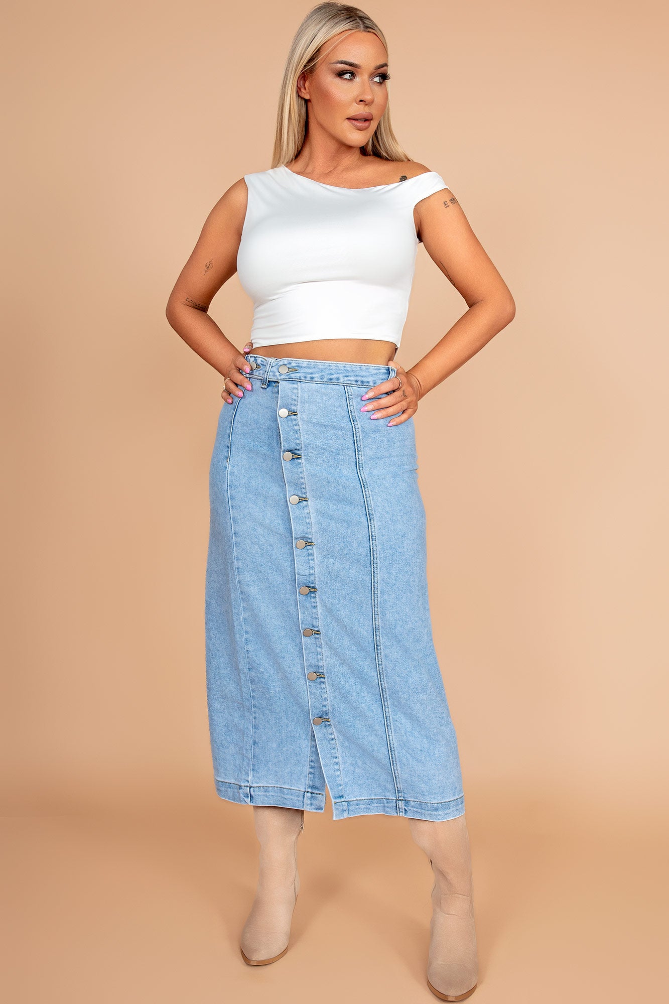 Bethany Light Blue Denim Skirt