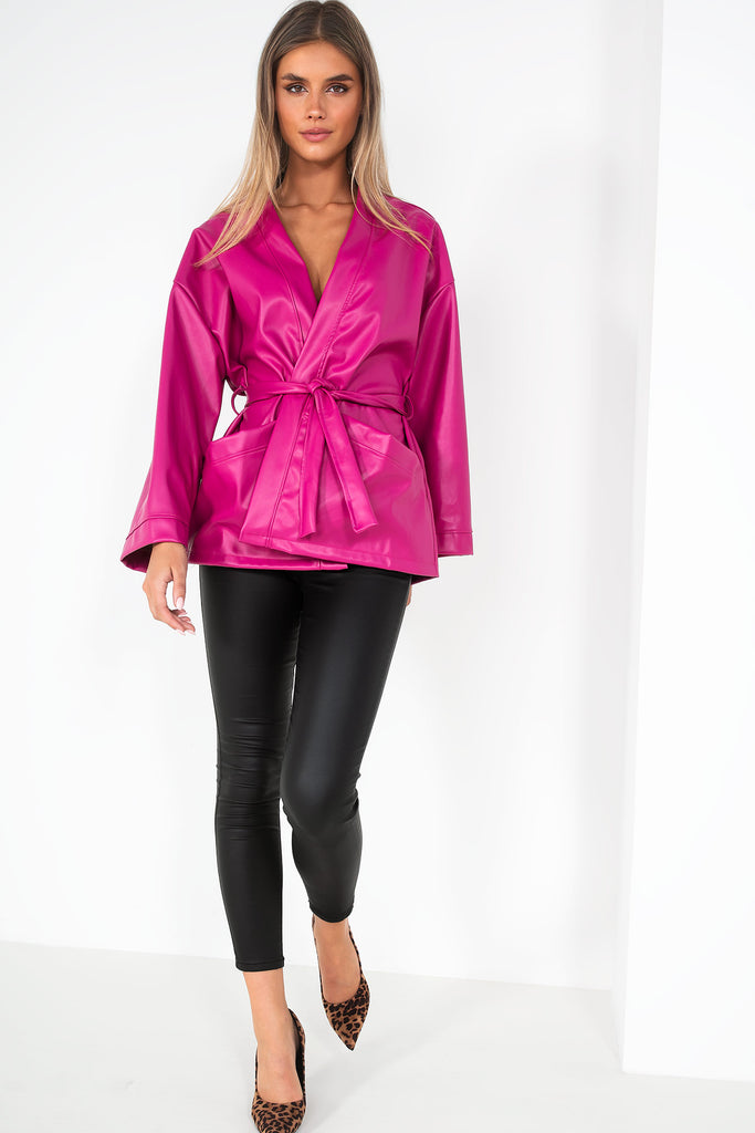 Berry faux outlet leather jacket