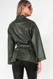 Bethel Khaki Faux Leather Jacket