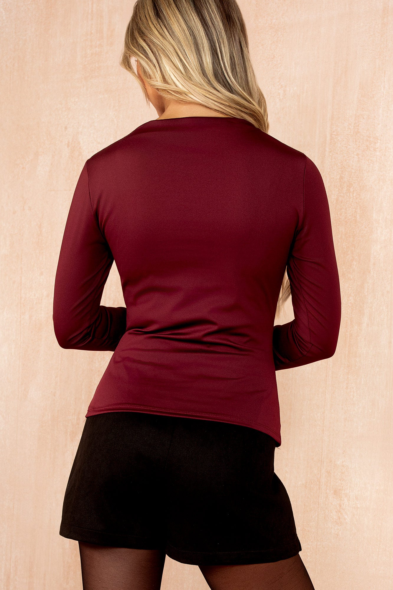 Betsy Burgundy High Neck Top