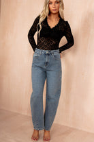 Bevin Blue Denim Barrel Jeans