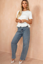 Bevin Blue Denim Barrel Jeans