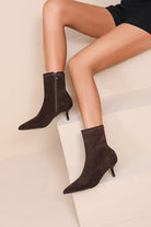 Blake Brown Suedette Point Toe Ankle Boots - Vavavoom.ie