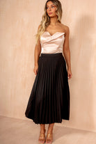 Blakely Black Pleated Midi Skirt