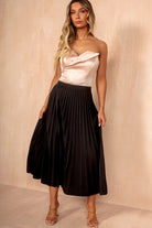 Blakely Black Pleated Midi Skirt