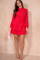 Bobbie Red Spotted Frill Dress