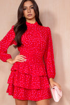 Bobbie Red Spotted Frill Dress