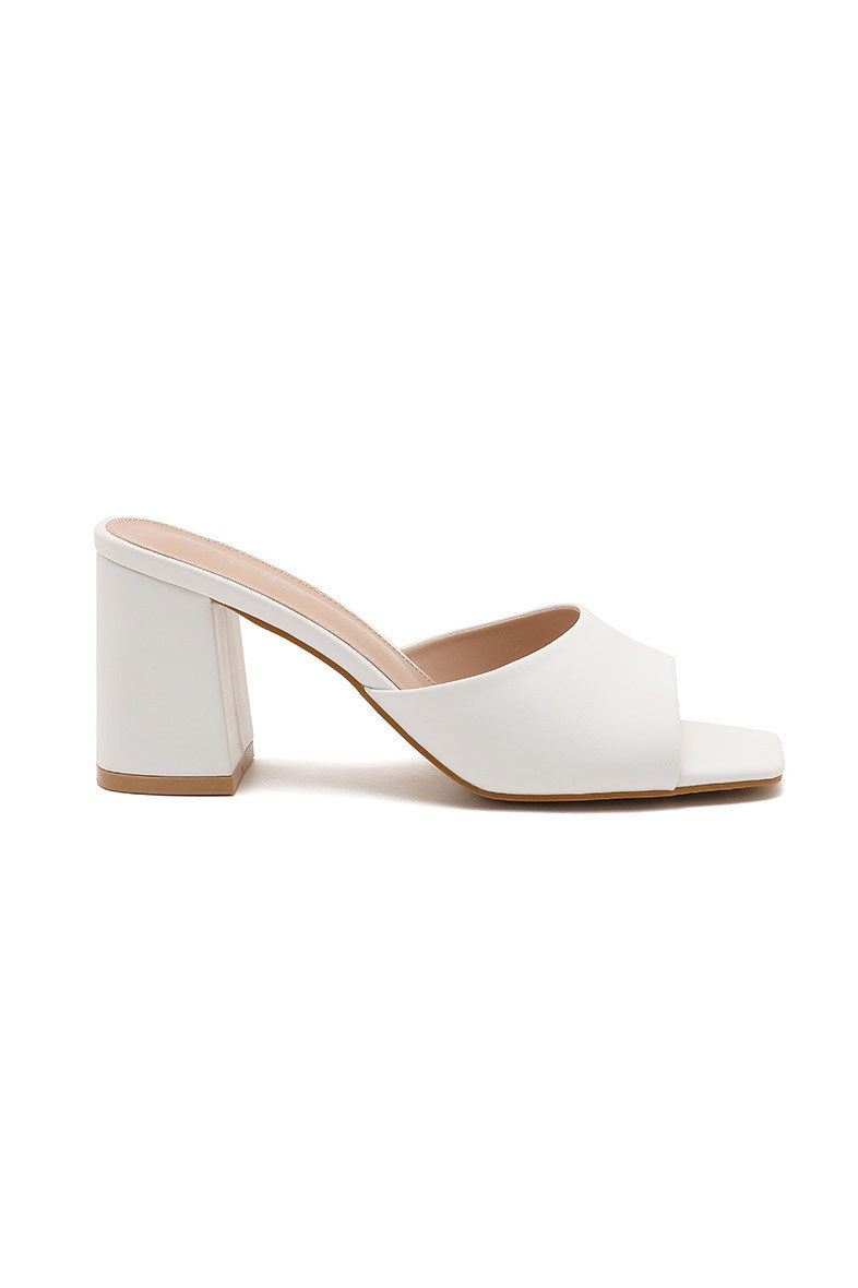 Bonnie White PU Mules