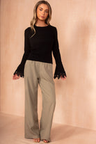 Bowie Black Fine Knit Bell Sleeve Top