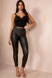 Bowie Black Leather Look Biker Leggings