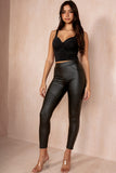 Bowie Black Leather Look Biker Leggings