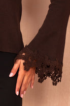 Bowie Chocolate Fine Knit Bell Sleeve Top
