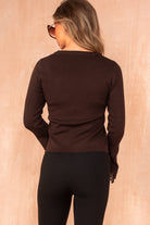 Bowie Chocolate Fine Knit Bell Sleeve Top