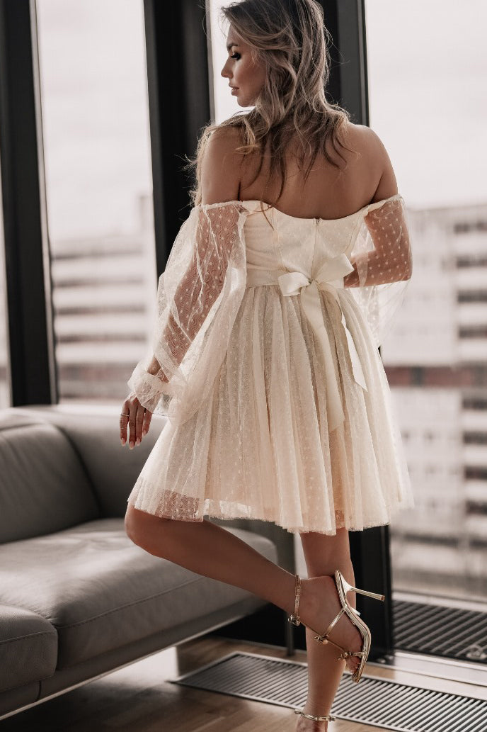 Braelyn Cream Polka Dot Dress – - Main Image