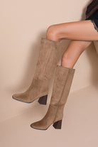 Brandy Coffee Suedette Knee High Boots
