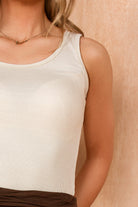 Brenna Stone Ribbed Vest Top