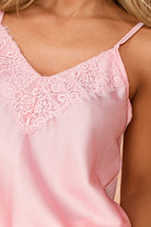 Brianna Pink Satin Lace Top