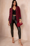 Bridgy Burgundy Leather Cuff Blazer