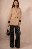 Bridgy Camel Leather Cuff Blazer