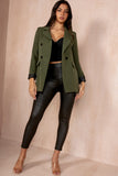 Bridgy Khaki Leather Cuff Blazer