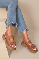 Briella Camel Leather Look Chunky Sandals